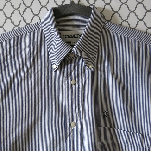 ICEBERG Long Sleeve Button Down Stripe Shirt Sz 39 - Picture 3 of 5